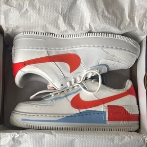 NEW Nike Air Force 1 Shadow White Orange Blue Sneakers size 11